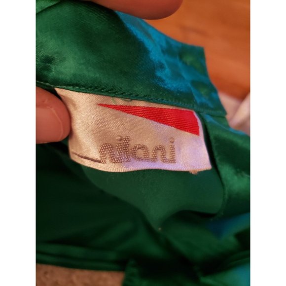 80s Green Satin‎ Party Top - Picture 7 of 8
